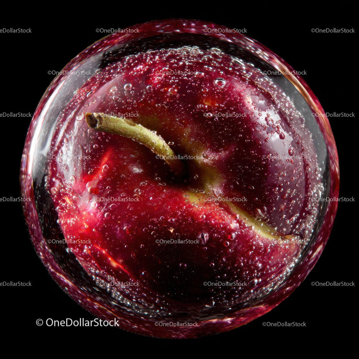 Close-Up of Ripe Juicy Red Cherry on Dark Background