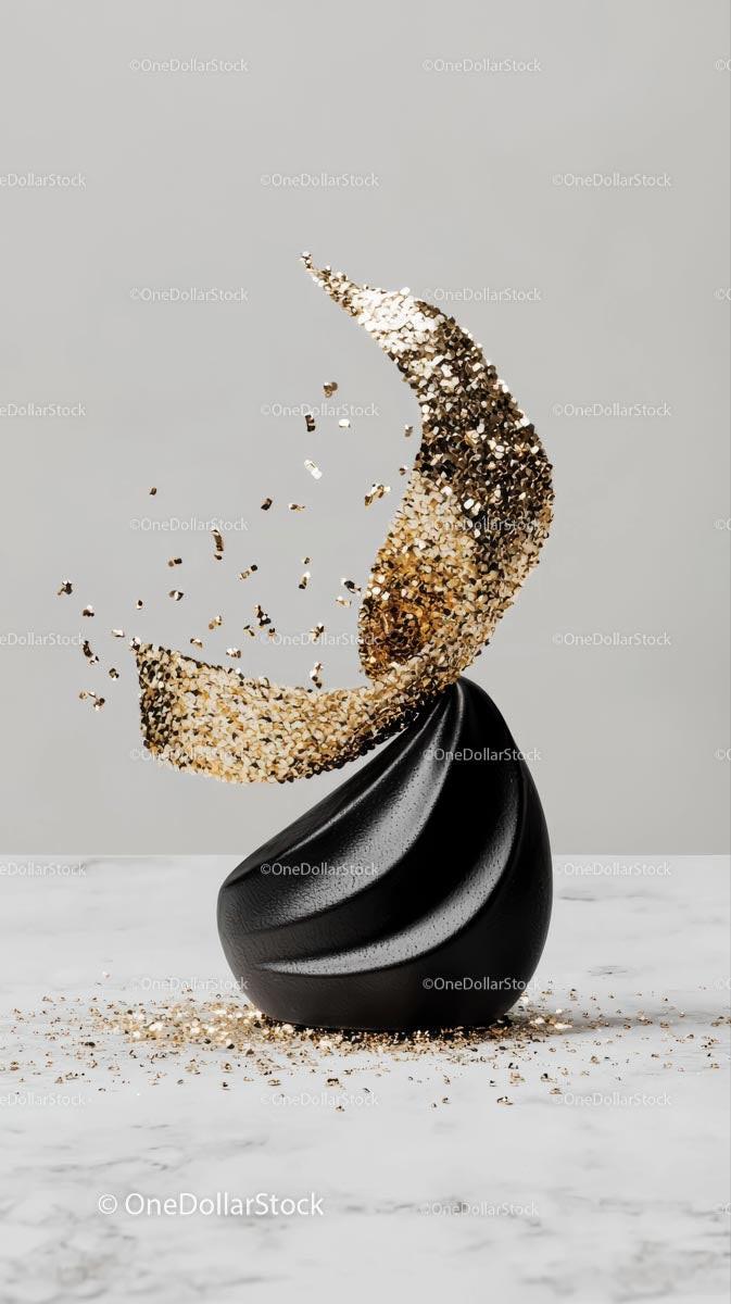 Abstract Melting Crescent Moon Sculpture with Black Base for Modern Decor