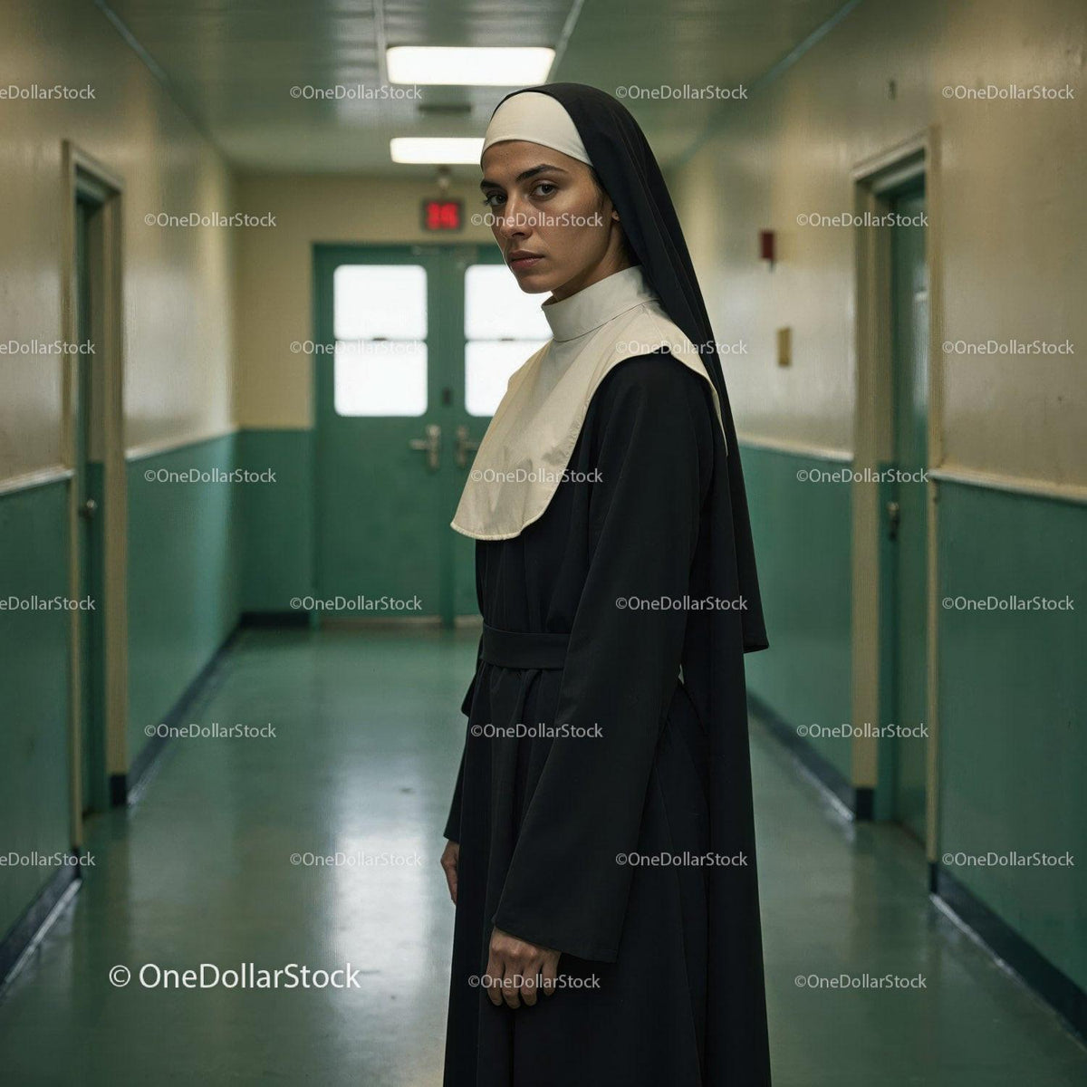 Confident Nurse in Hospital Corridor With Serious Expression Stock Photo Bundle preview 20