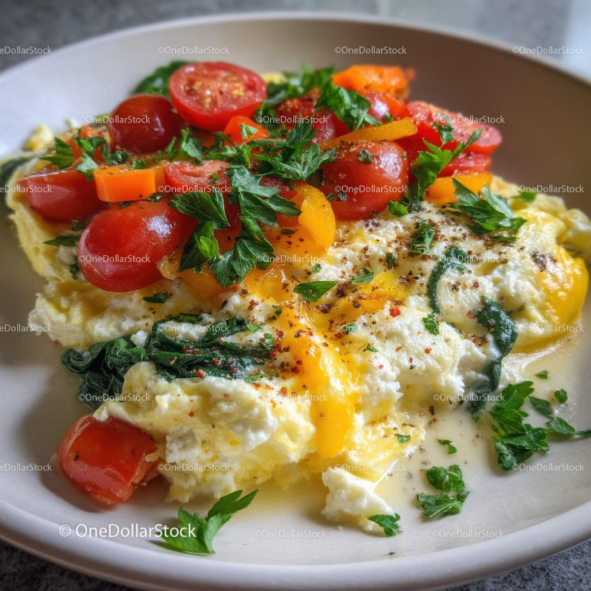 Colorful Vegetable Frittata with Bell Peppers and Herbs Stock Photo Bundle preview 32