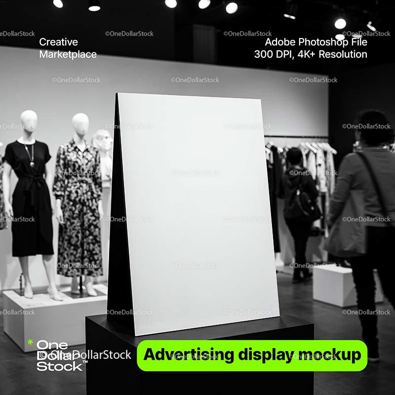editable PSD mockup for Advertising display in clothing store