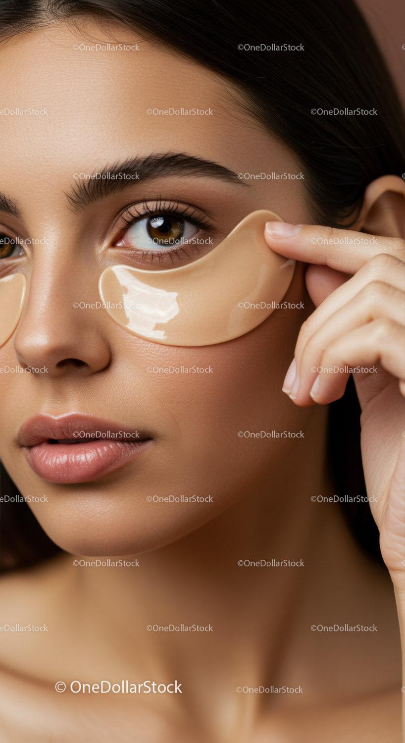 Woman Applying Under-Eye Patches for Skin Rejuvenation Close-Up