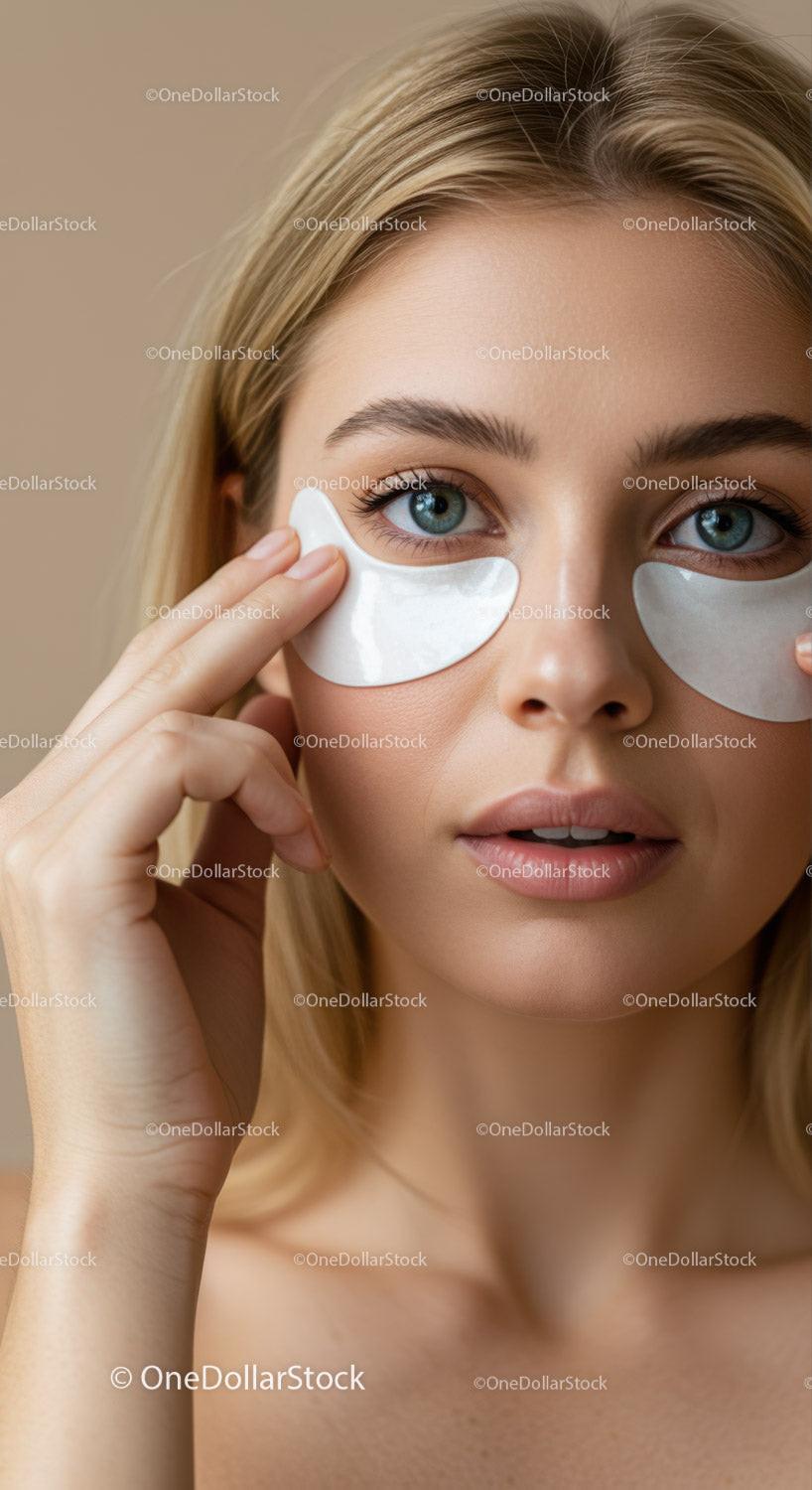 Close-up of Woman Applying Under Eye Patches for Skincare
