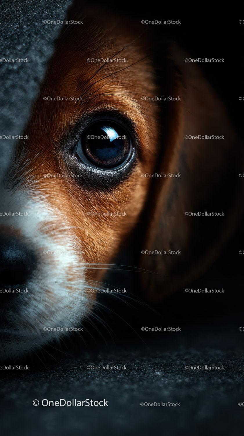 Close-Up of a Puppy Eye with Brown Fur and Expressive Gaze