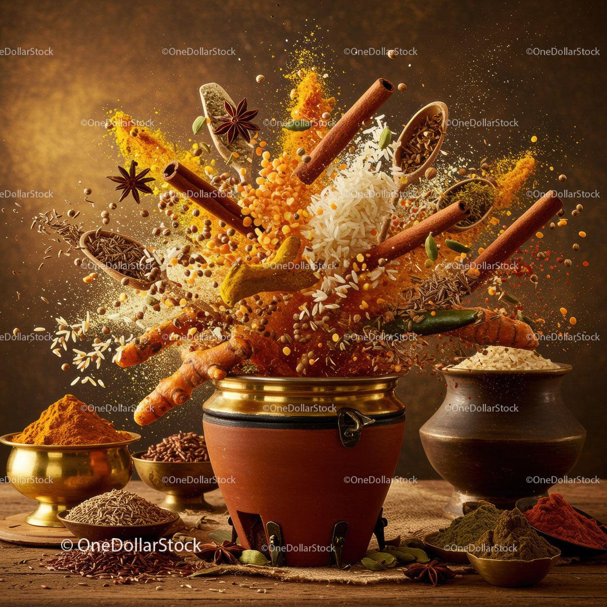 Explosive Mix of Vibrant Indian Spices and Ingredients