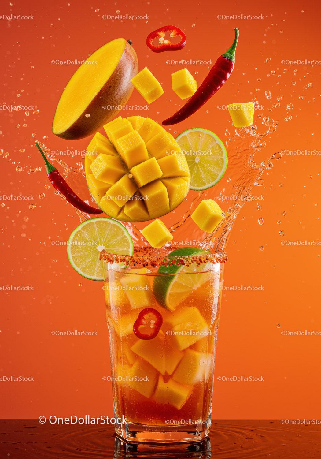 Refreshing Mango Lime Spicy Drink with Chili Splash
