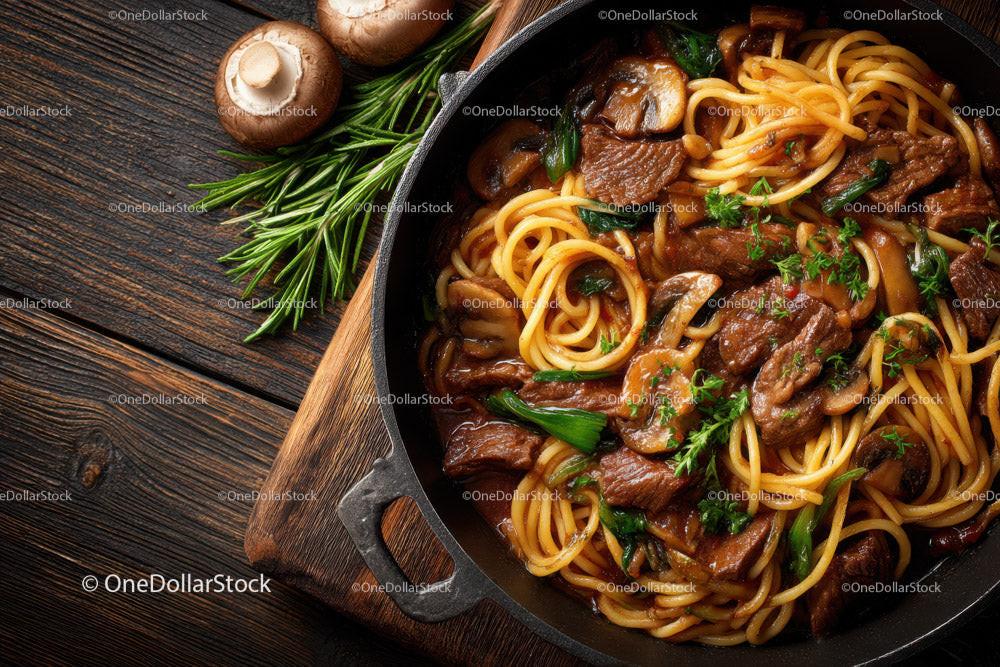 Beef Stroganoff Pasta with Mushrooms and Red Peppers Stock Photo Bundle preview 17