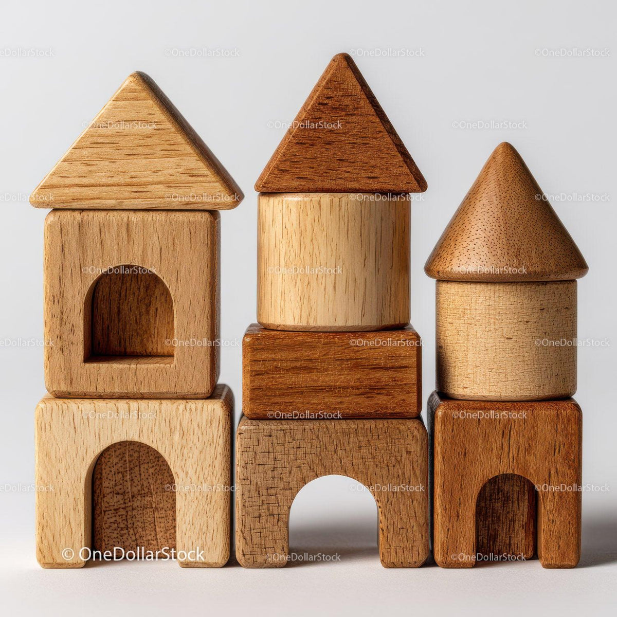 Set of Colorful Wooden Blocks and Shapes for Children's Play Stock Photo Bundle preview 33
