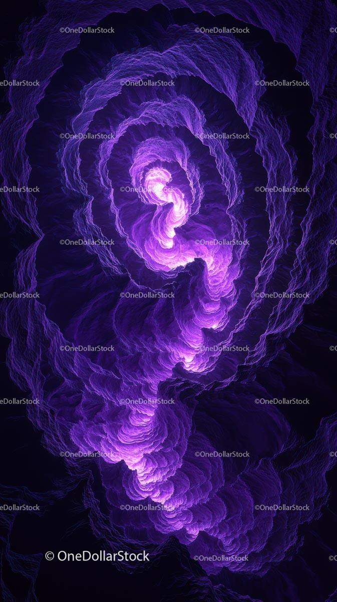 Futuristic Neon Swirling Abstract Space Scene with Deep Purple and Pink