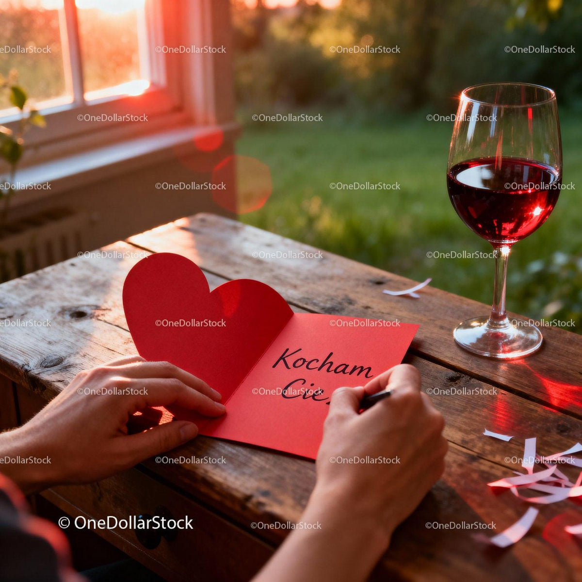 Writing a Heartfelt Love Note by Sunset Light