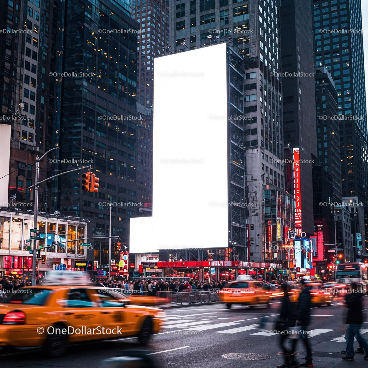 Busy New York City Street with Yellow Taxis and Skyscrapers JPG Mockup Image preview