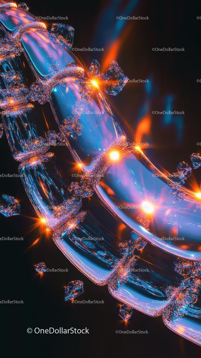 Dynamic Digital Data Stream with Glowing Light Trails