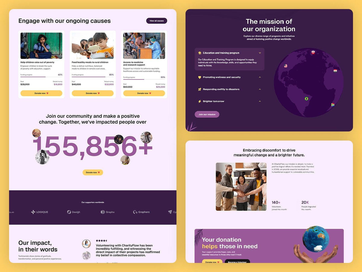 Charityflow Framer template responsive layout preview