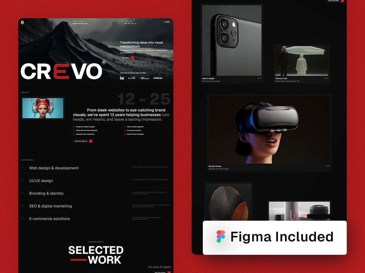 Crevo Framer template responsive layout preview