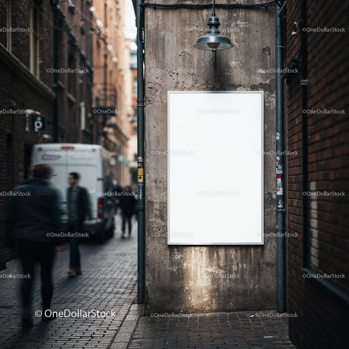 Blank Urban Billboard on Aged Wall in Narrow Alley JPG Mockup Image preview