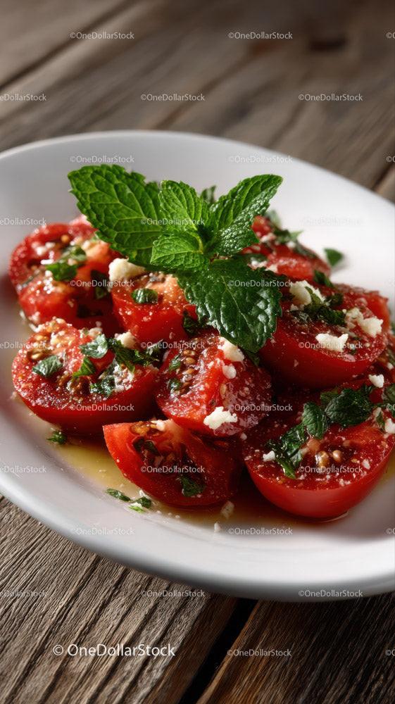 Delicious Cherry Tomato Toast with Fresh Herbs in Outdoor Setting Stock Photo Bundle preview 22