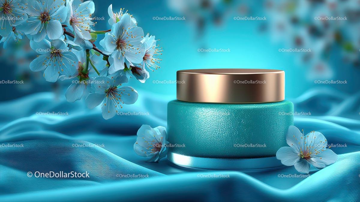 Refreshing Drink Surrounded by Delicate Cherry Blossoms JPG Mockup Image digital download preview