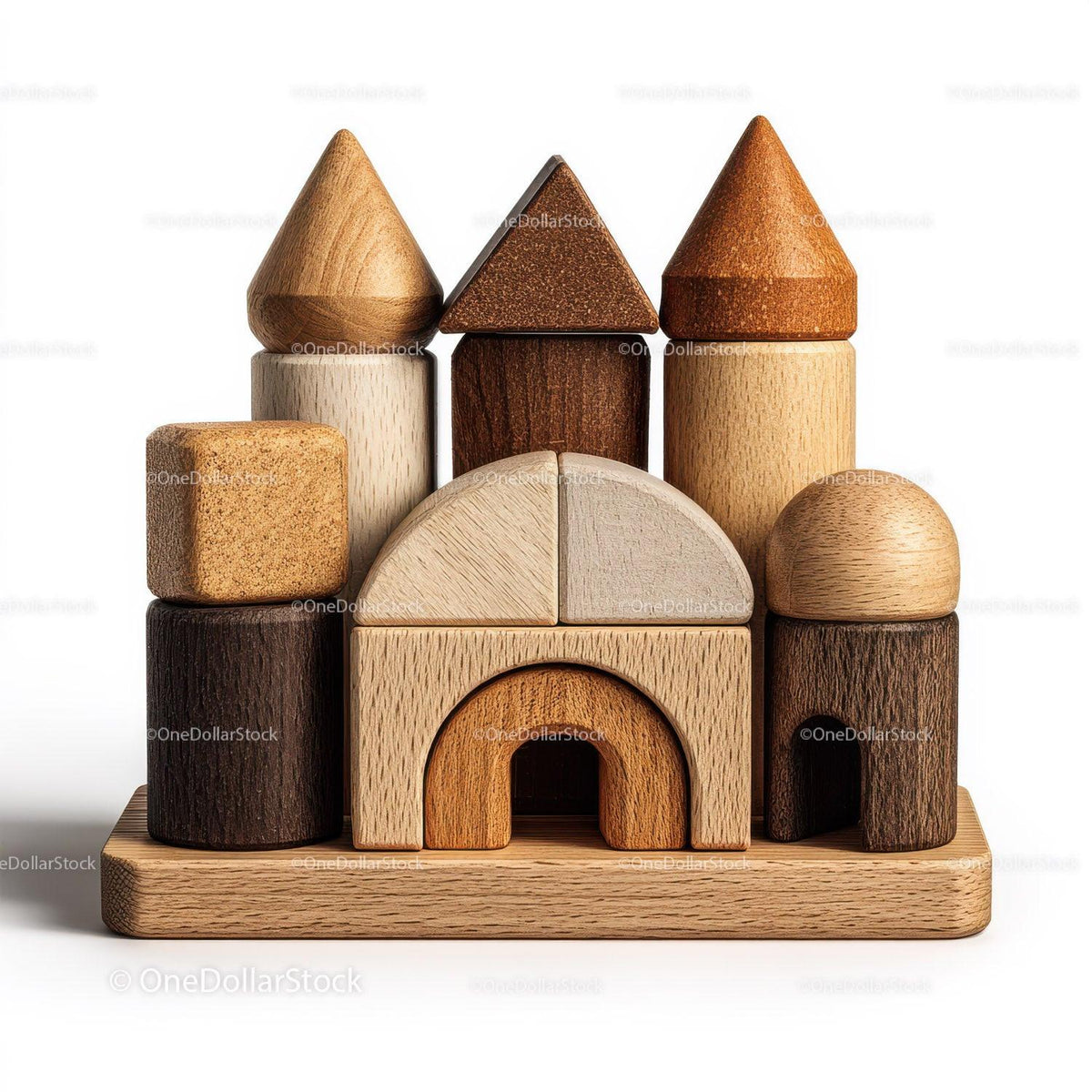 Set of Colorful Wooden Blocks and Shapes for Children's Play Stock Photo Bundle preview 42