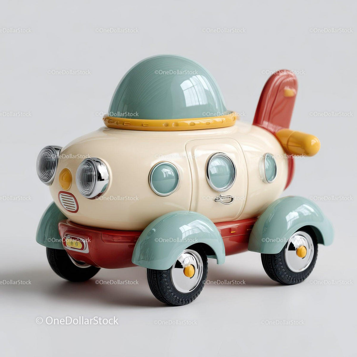 Futuristic Toy Robot with Large Eyes and Bunny Ears for Kids Stock Photo Bundle preview 89