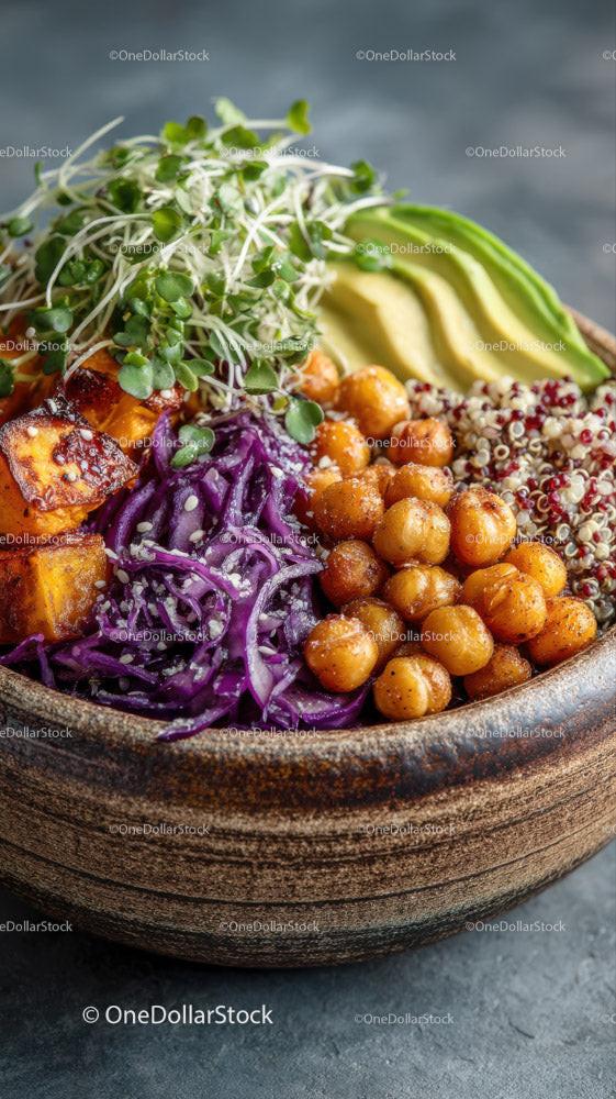 Colorful Plant-Based Bowl with Chickpeas Quinoa and Veggies Stock Photo Bundle preview 24
