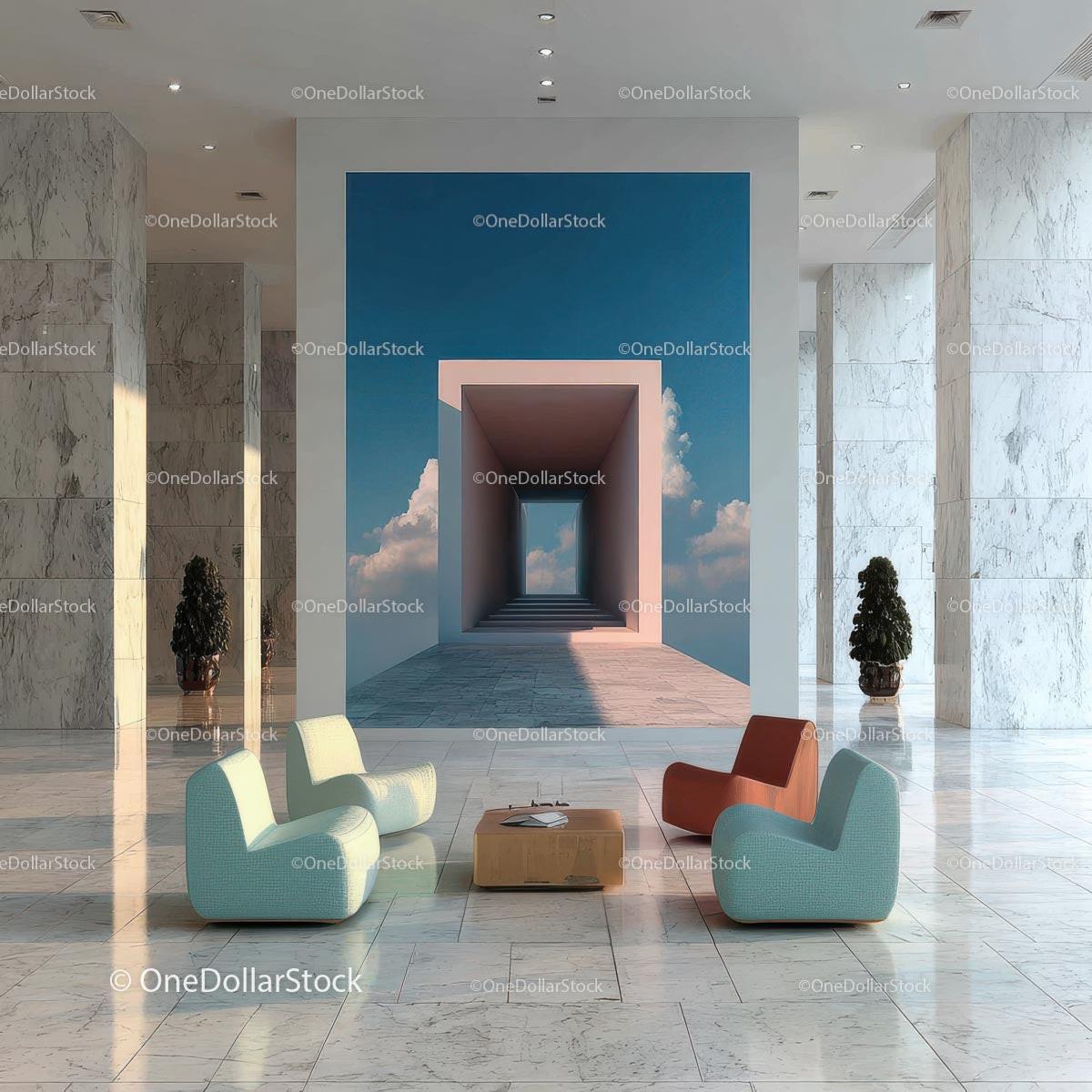 Stylish Modern Interior with Artistic Wall and Elegant Furnishings Stock Photo Bundle preview 6