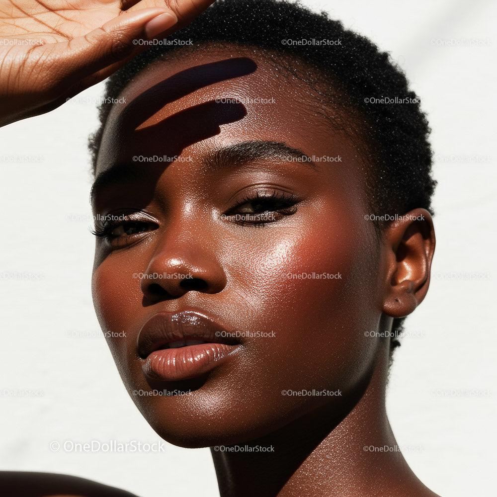 Close-Up Portrait of a Beautiful Woman with Radiant Skin Stock Photo Bundle creative preview 4