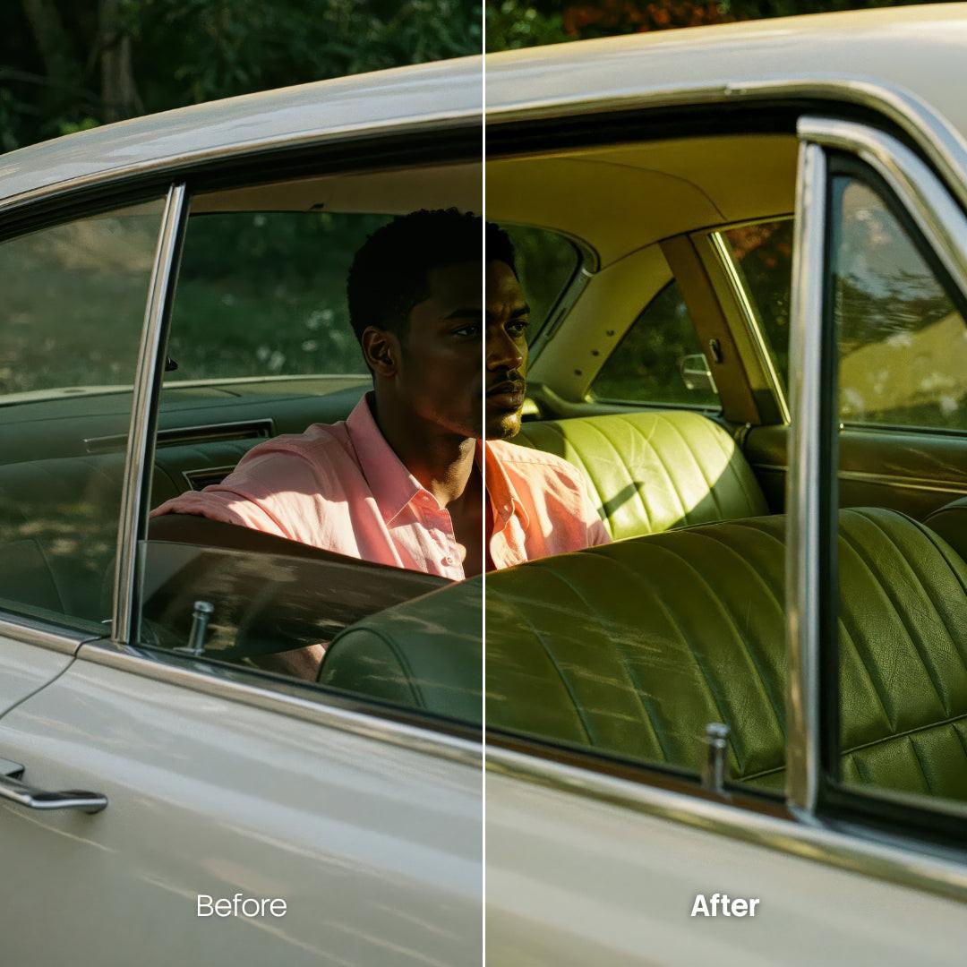 Before and after Italian Cars LUT Pack effect