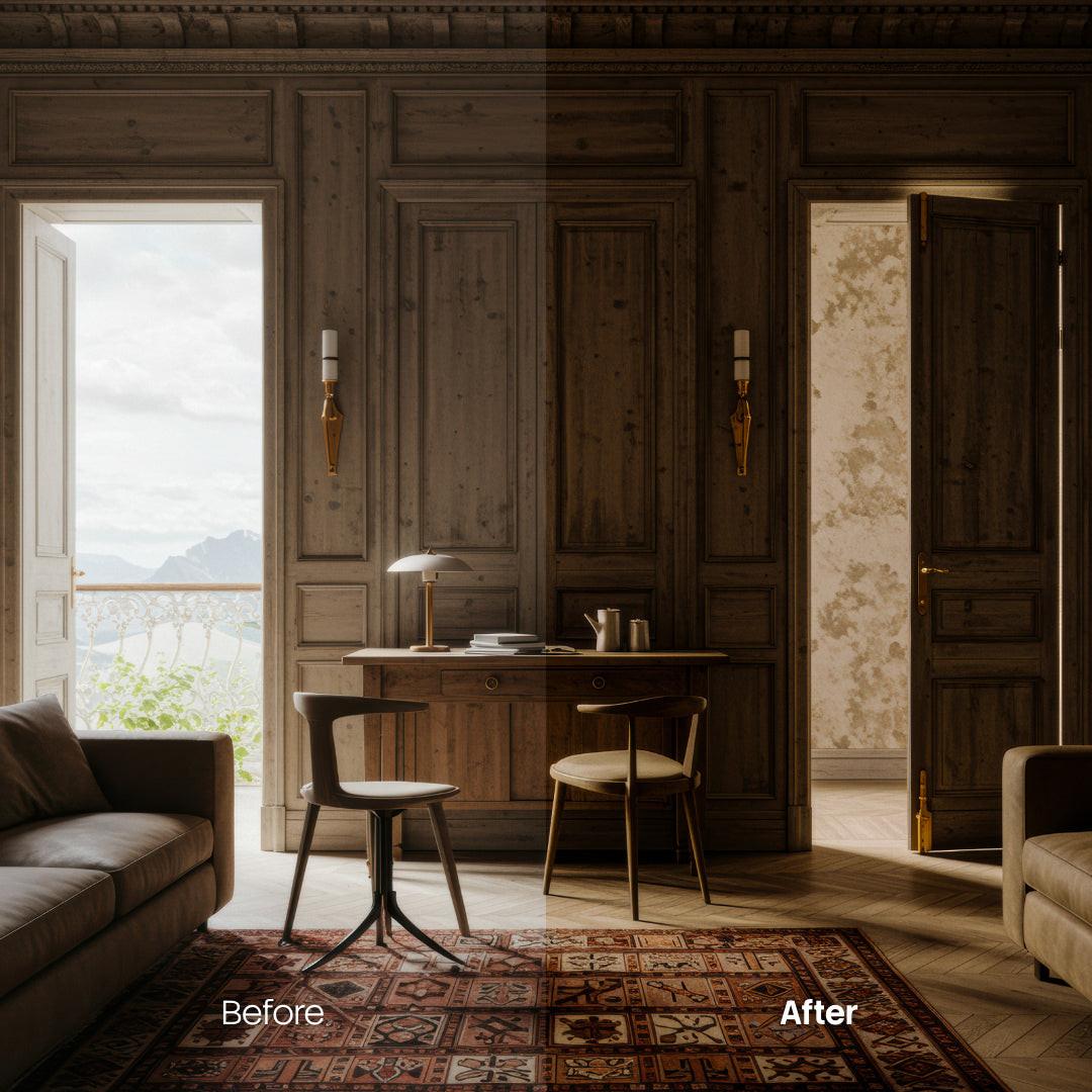 Before and after Antique Colors LUT Pack effect