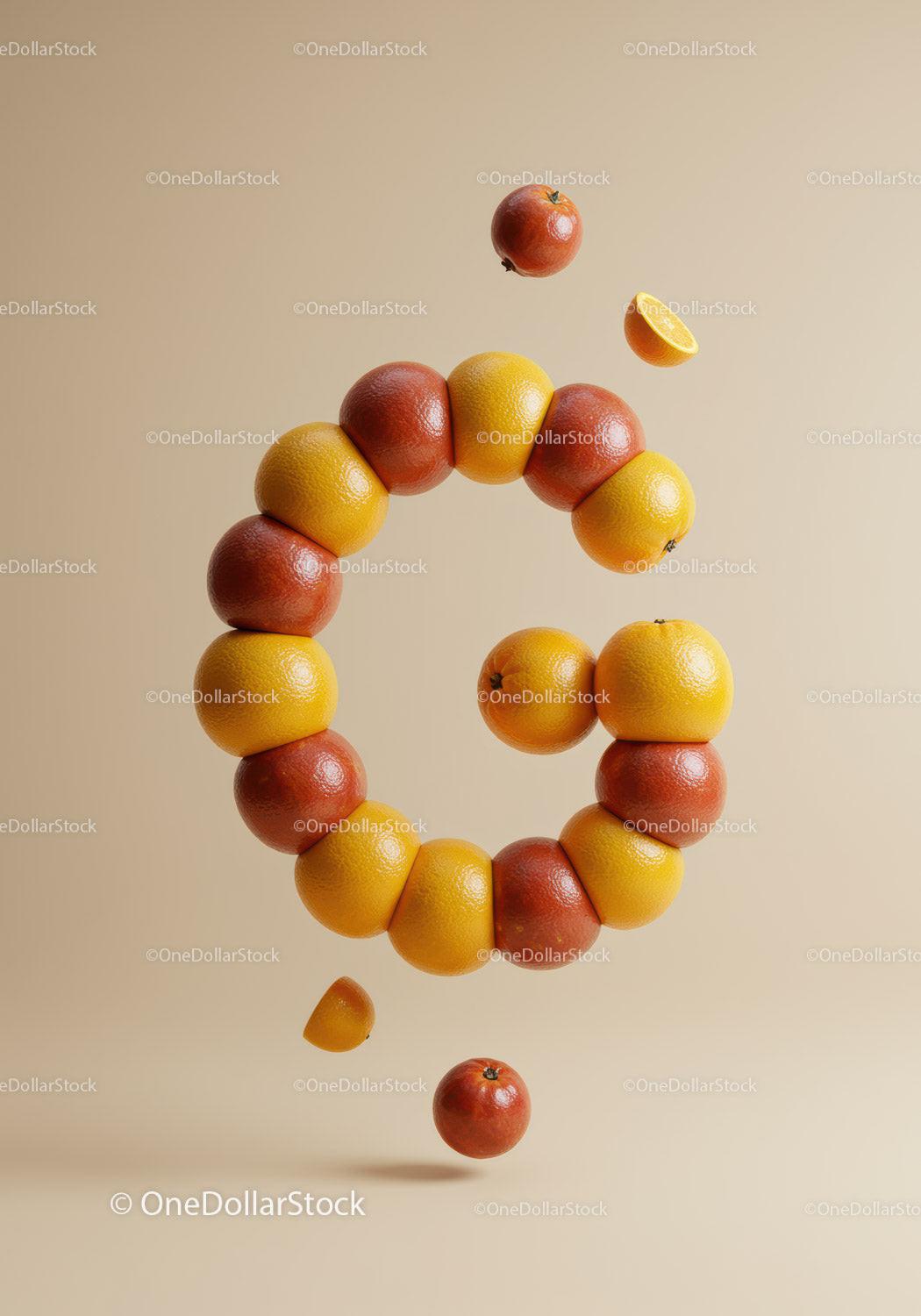 Creative arrangement of floating citrus fruits in spiral shape