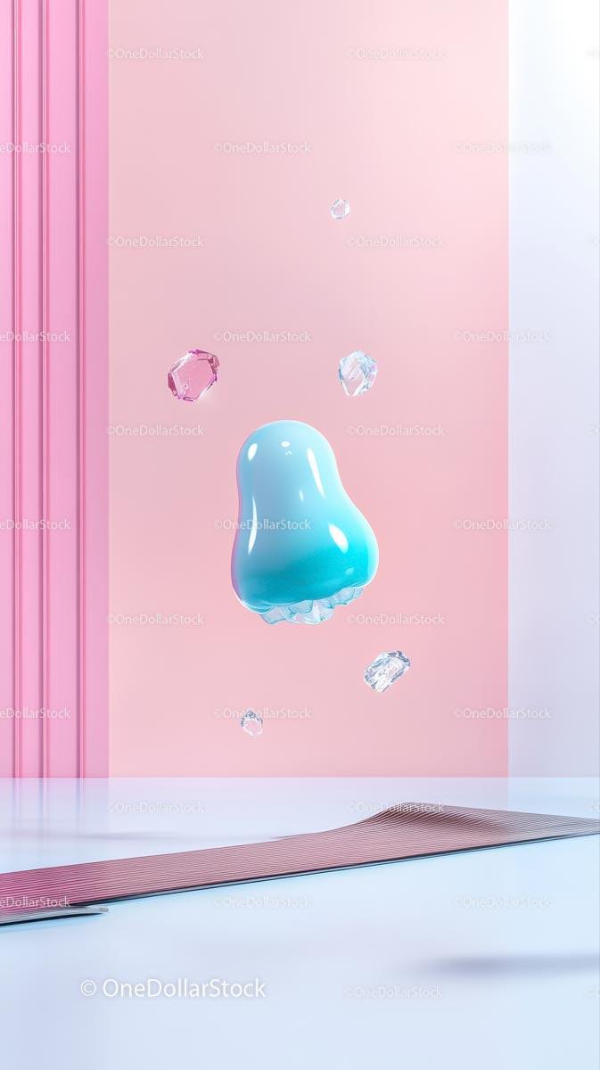 Floating Blue Nose with Diamonds in Modern Surreal Scene