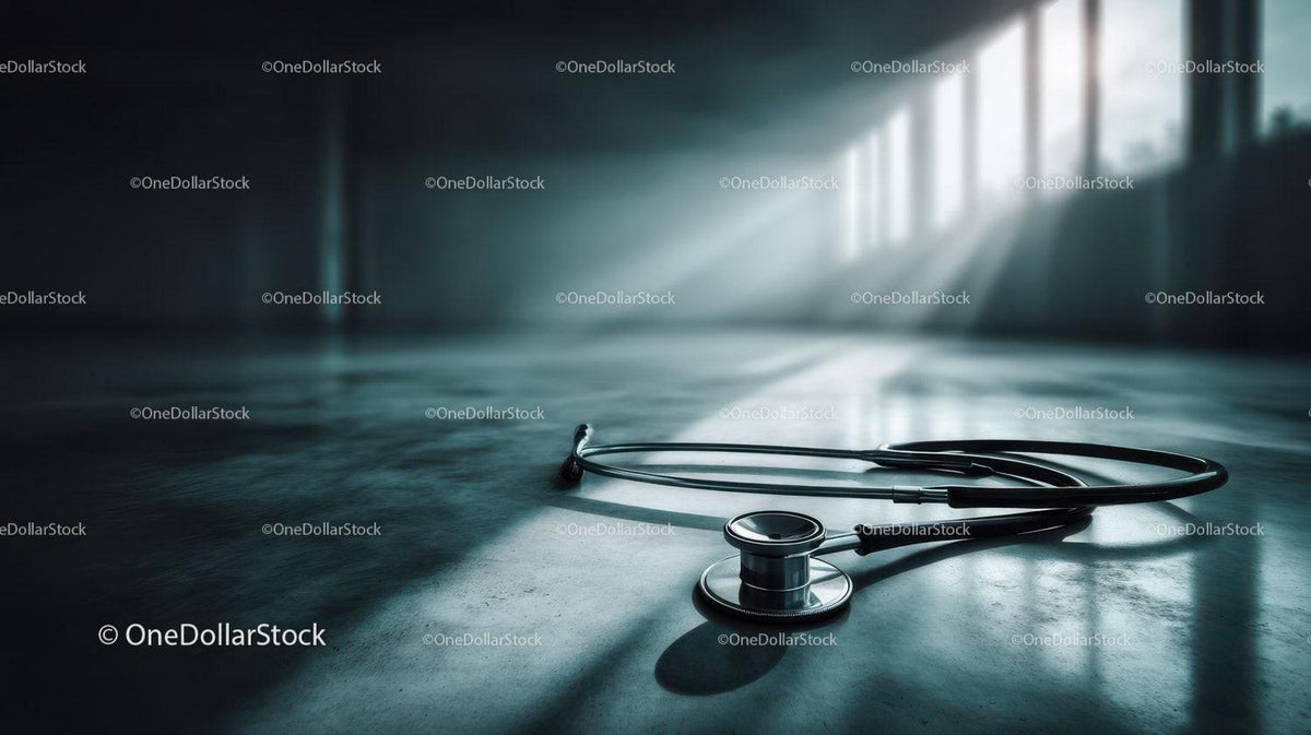 Stethoscope on the Floor in a Bright Hospital Room