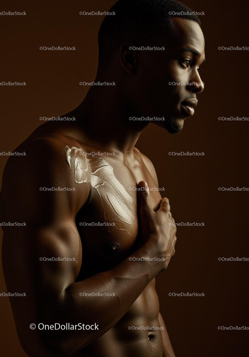 Male Model Applying Skin Care Cream for Healthy Skin