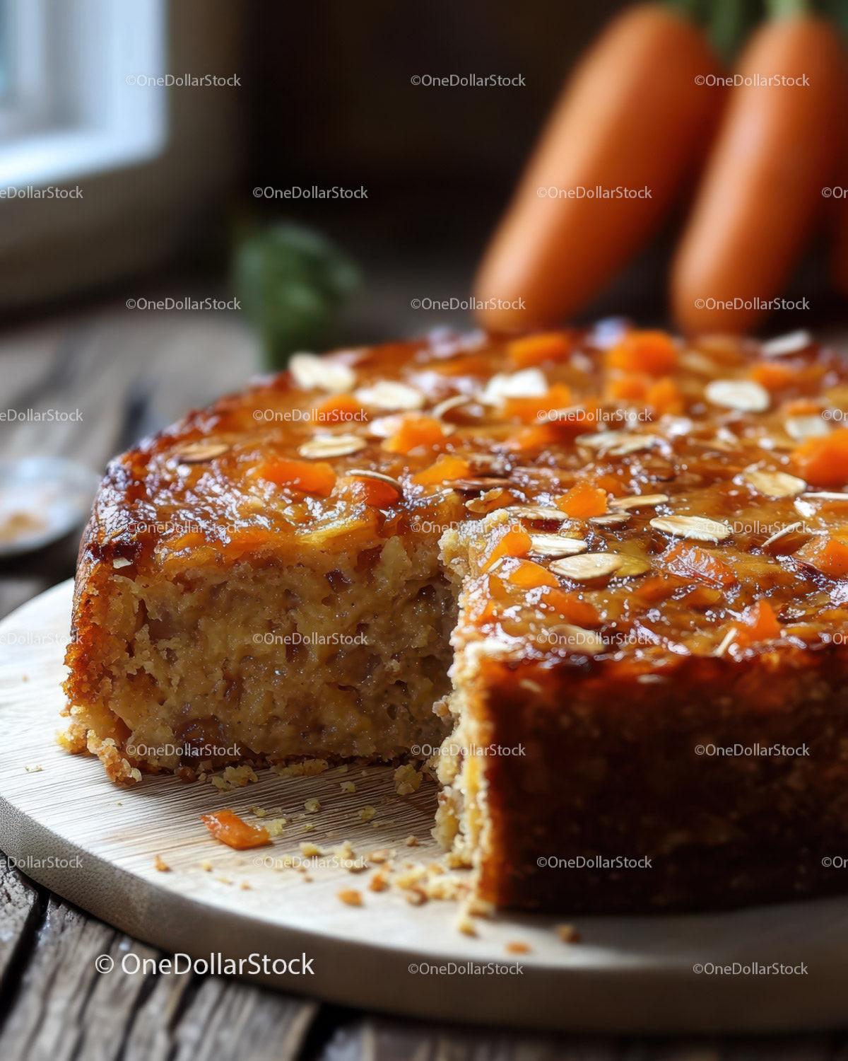 Chocolate Cake with Caramel Glaze and Orange Carrot Slices Stock Photo Bundle creative preview 4