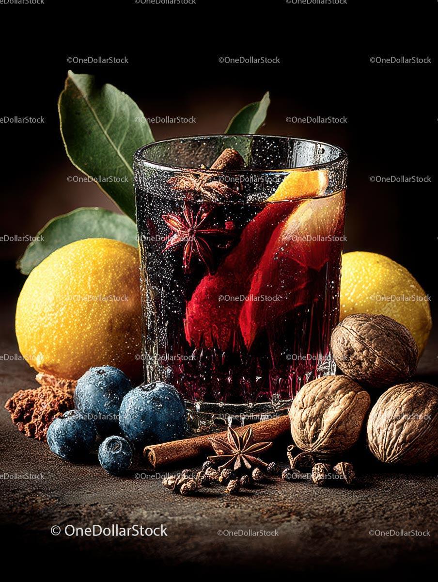 Cozy Mulled Wine with Spices and Citrus Garnish Stock Photo Bundle preview 18