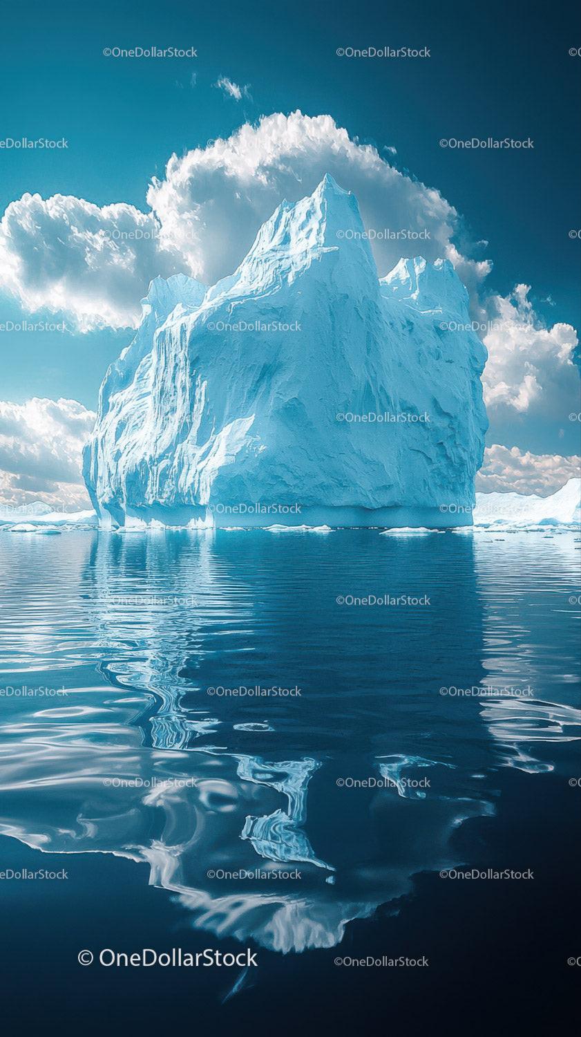 Majestic Blue Iceberg Reflecting in Calm Polar Waters Under Bright Sun Stock Photo Bundle preview 20