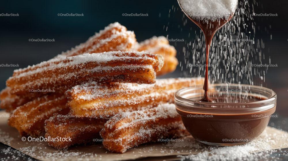 Crispy Sugar-Coated Churros with Chocolate Dipping Sauce Stock Photo Bundle preview 14