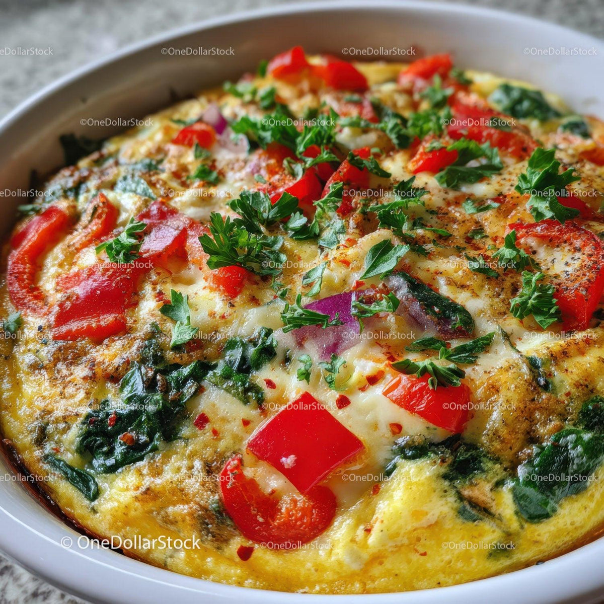 Colorful Vegetable Frittata with Bell Peppers and Herbs Stock Photo Bundle preview 12