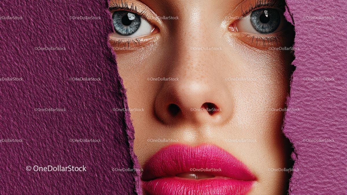 Beautiful Woman with Radiant Pink Lips and Artistic Background Stock Photo Bundle preview 13