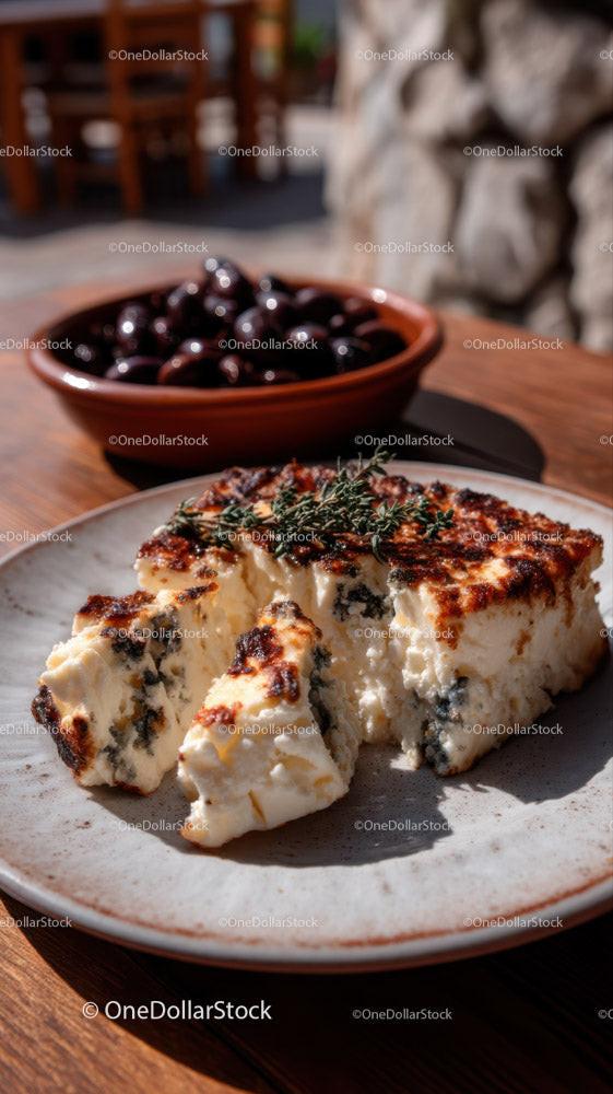 Gourmet Blue Cheese with Herbs on Rustic Plate in Natural Light