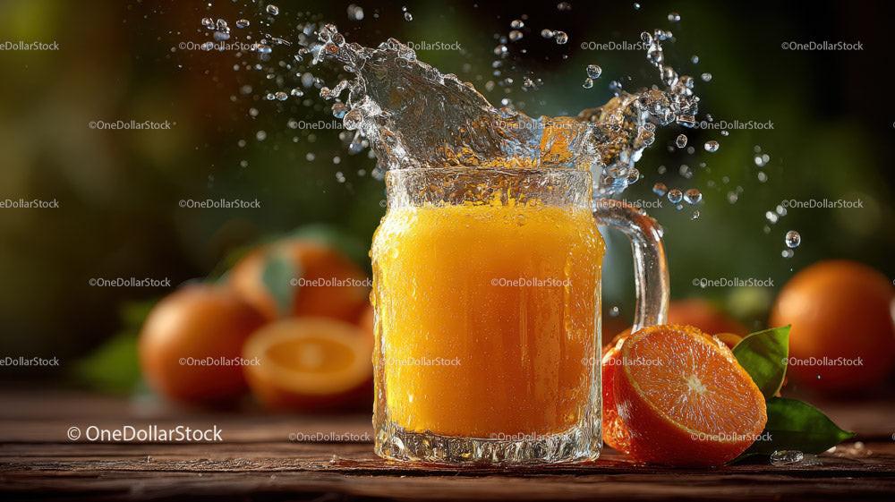 Refreshing Splash of Fresh Orange Juice in Glass Jar Stock Photo Bundle preview 11