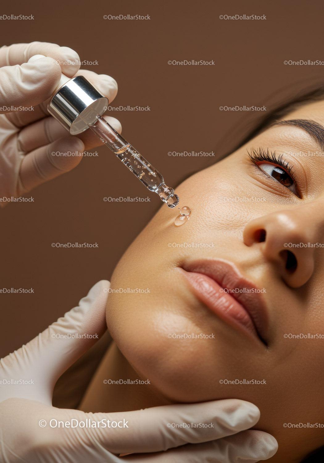 Close-up of Facial Serums Being Applied in a Beauty Clinic