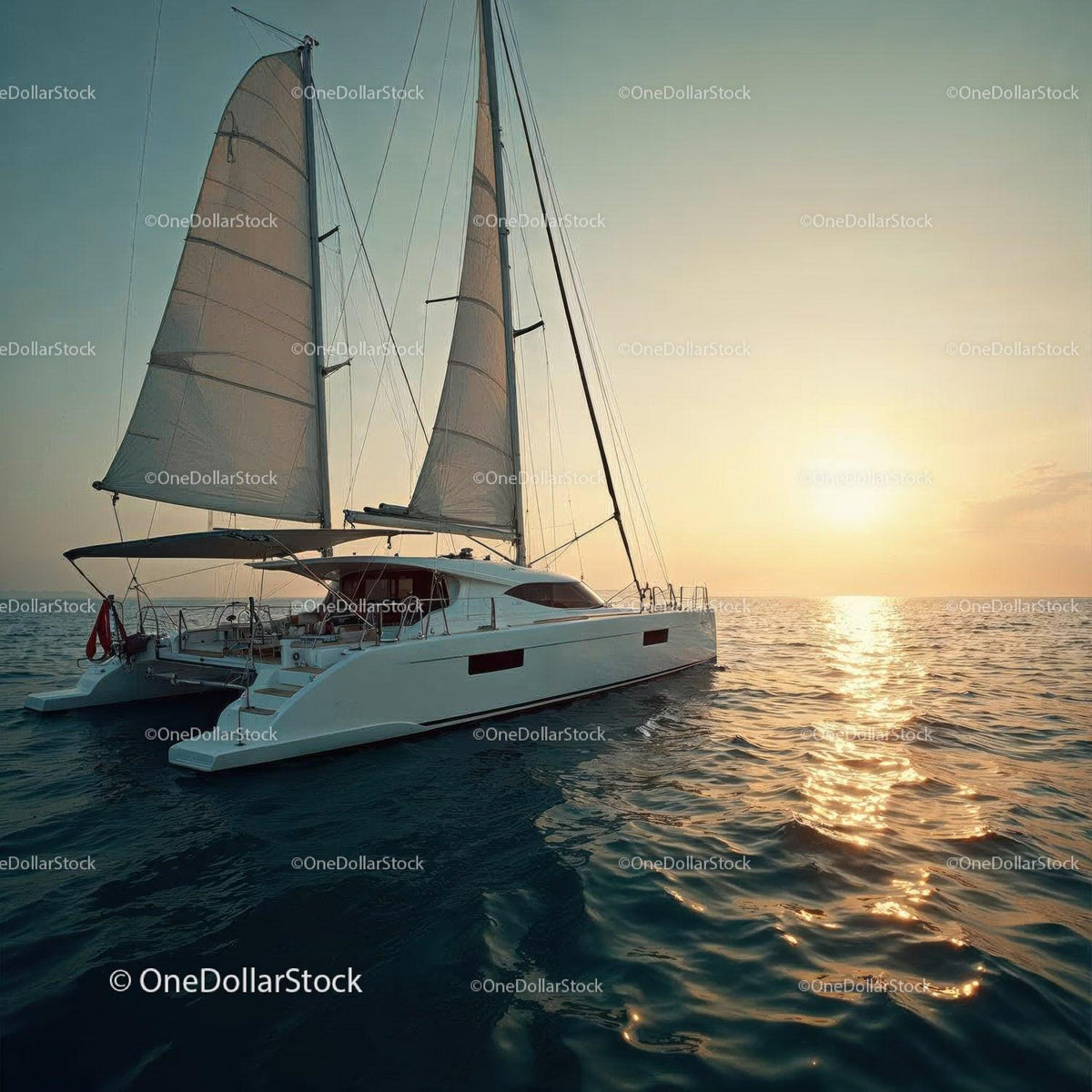 Luxury Sailing Yacht on Calm Sea at Sunset Stock Photo Bundle creative preview 4