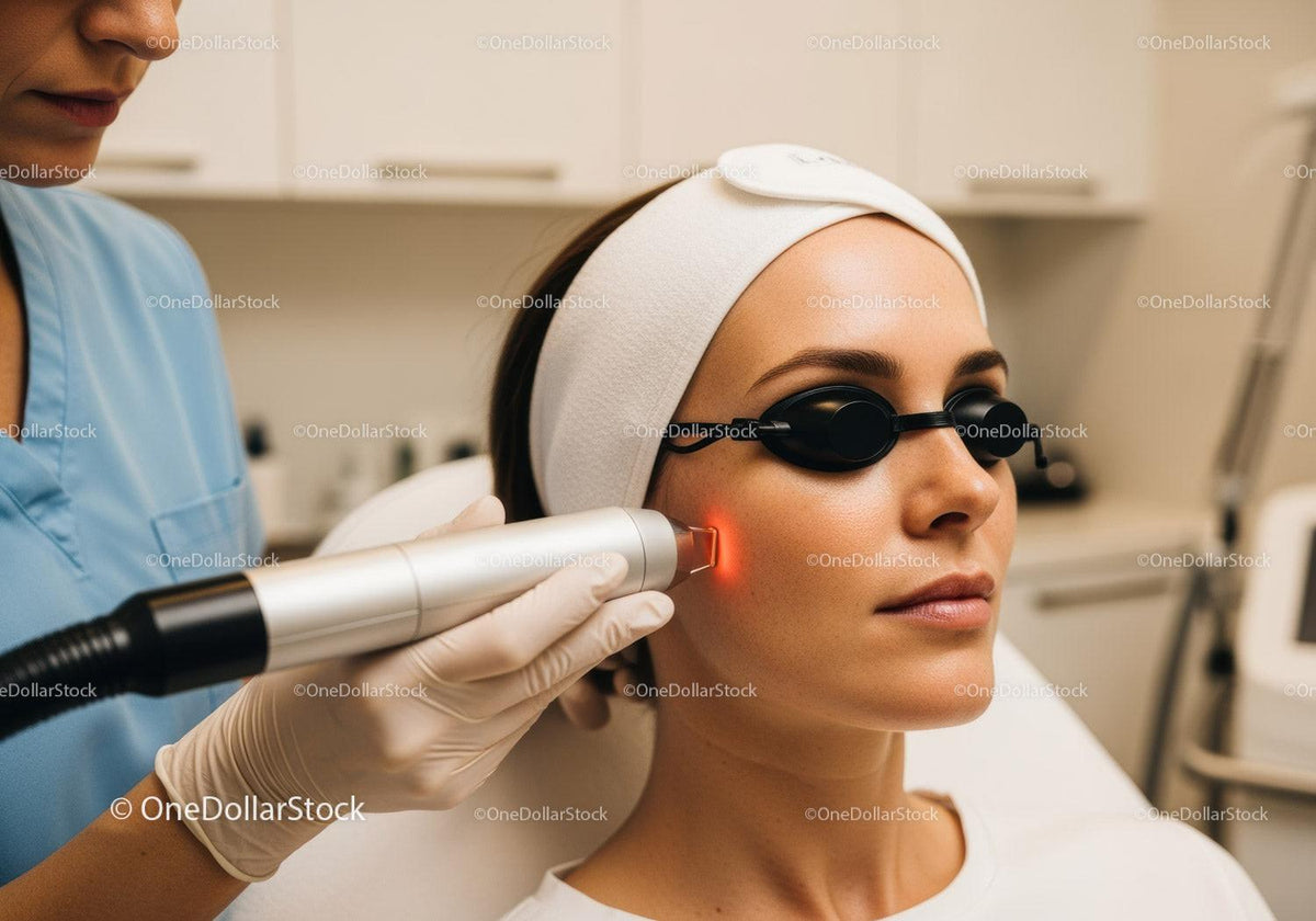 Woman Undergoing Skin Rejuvenation Laser Treatment in Modern Clinic