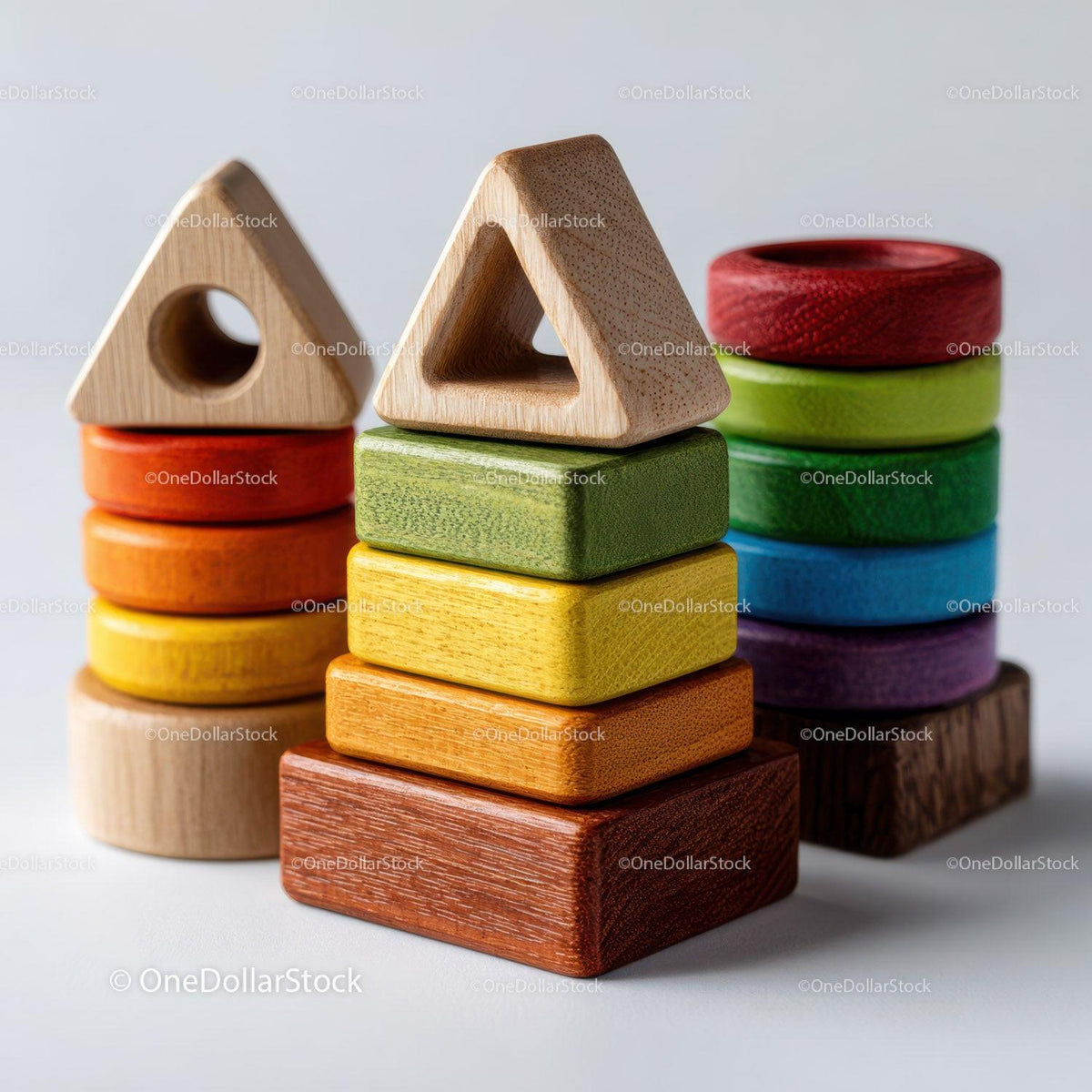 Set of Wooden Geometric Blocks for Kids Playroom and Learning Stock Photo Bundle preview 31