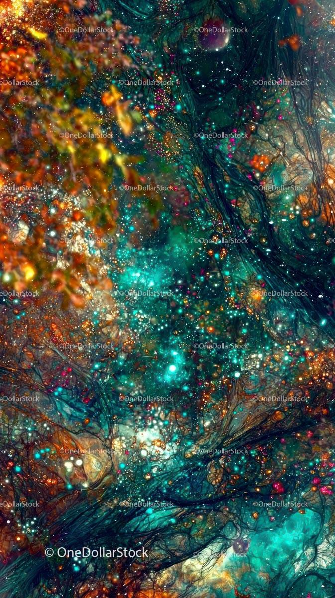 Futuristic Cosmic Lights and Starry Galaxy in Vibrant Colors