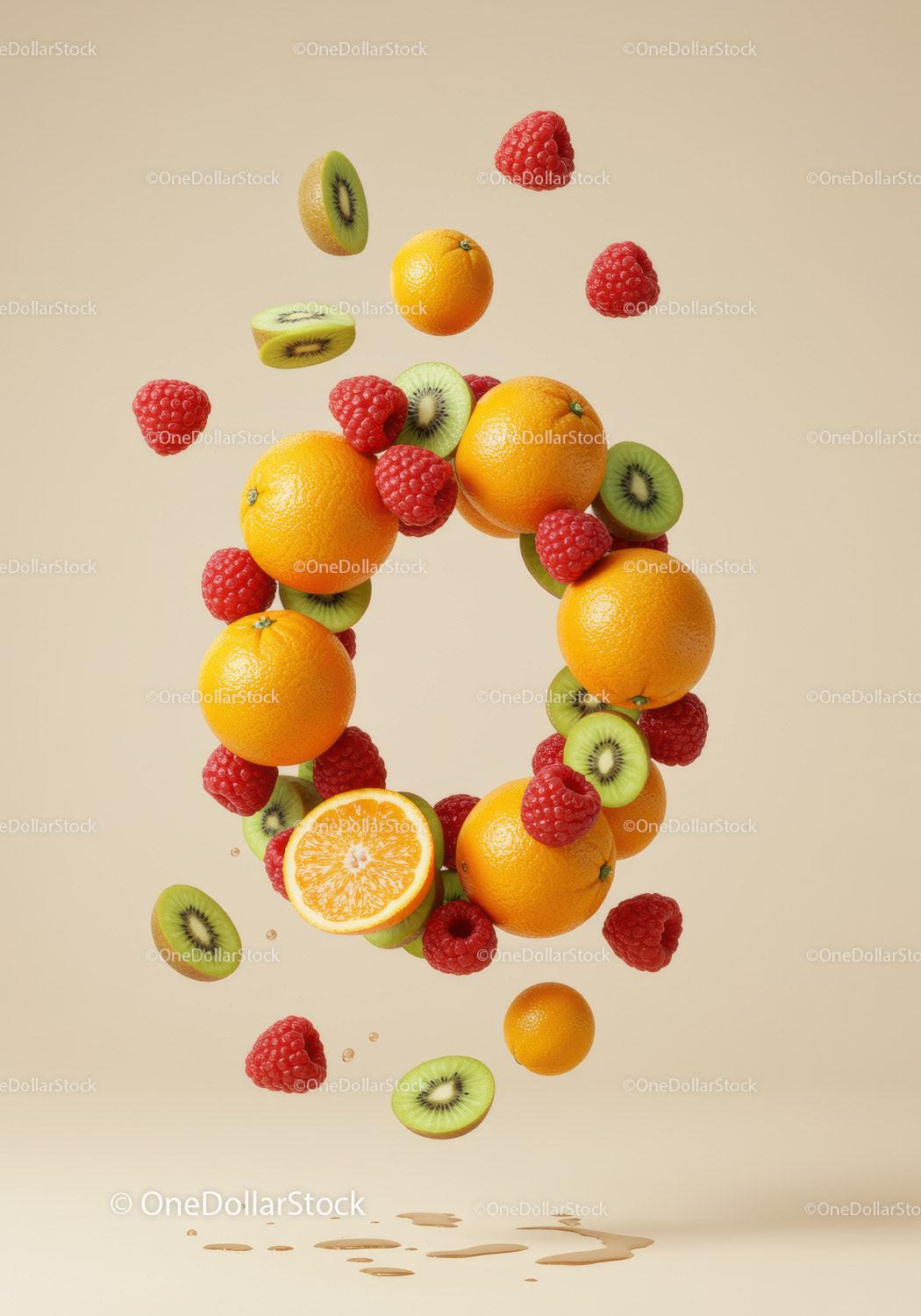 Floating Citrus and Berry Ring with Vibrant Colors