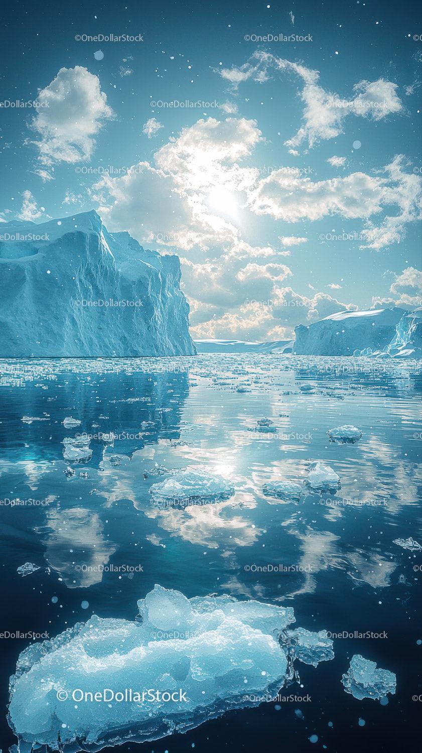 Majestic Snowy Mountains and Glacial Fjord under Bright Sun Stock Photo Bundle preview 11