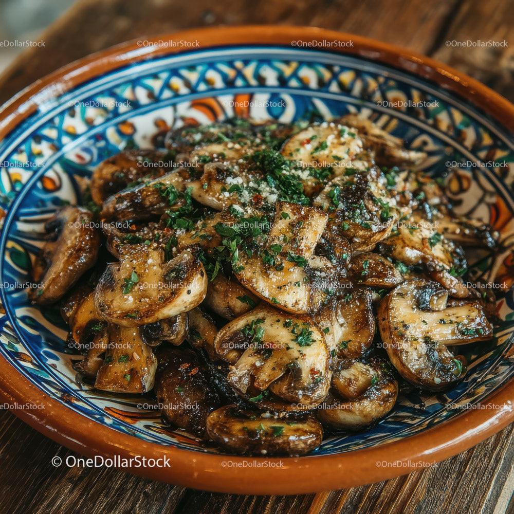 Sautéed Mushrooms with Garlic and Herbs Plate for Gourmet Cuisine Stock Photo Bundle creative preview 4