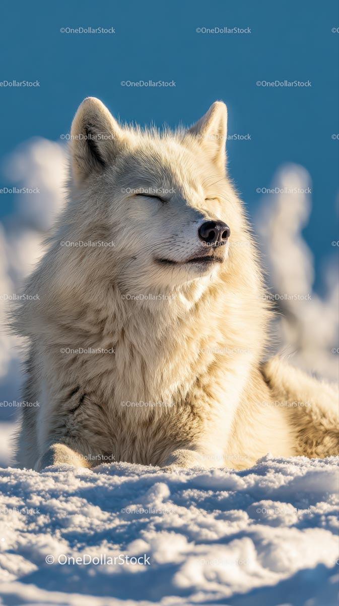 Majestic Arctic Fox Relaxing in a Snowy Landscape Stock Photo Bundle preview