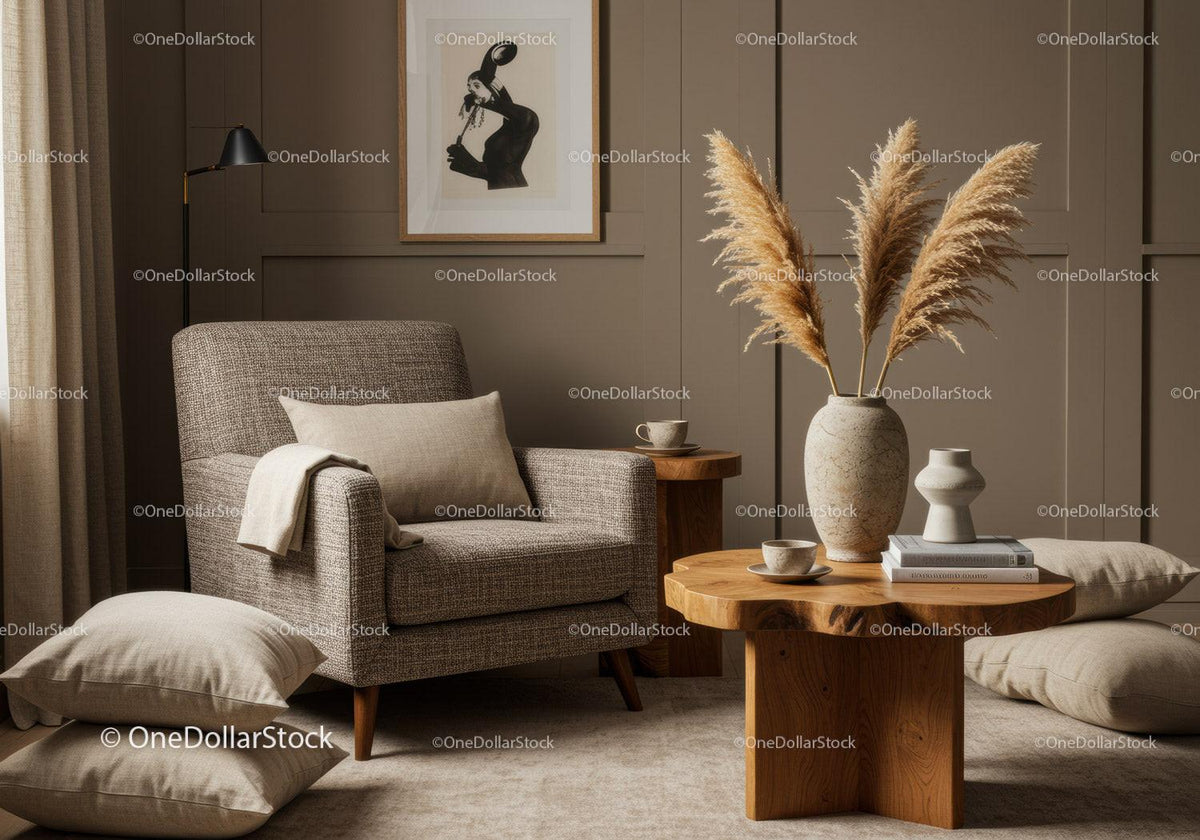 Cozy neutral-toned living room with modern decor